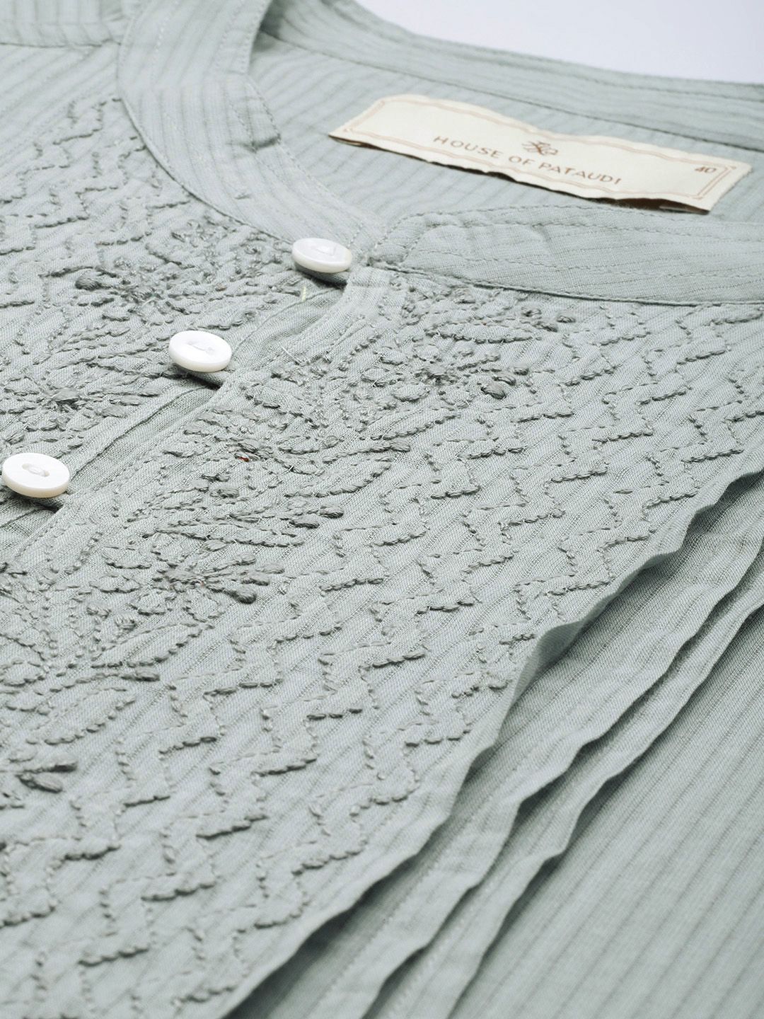 House of Pataudi Pure Cotton Chikankari Embroidered Jashn Kurta