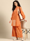 Anouk Women Printed Pure Cotton Straight Kurta with Palazzos