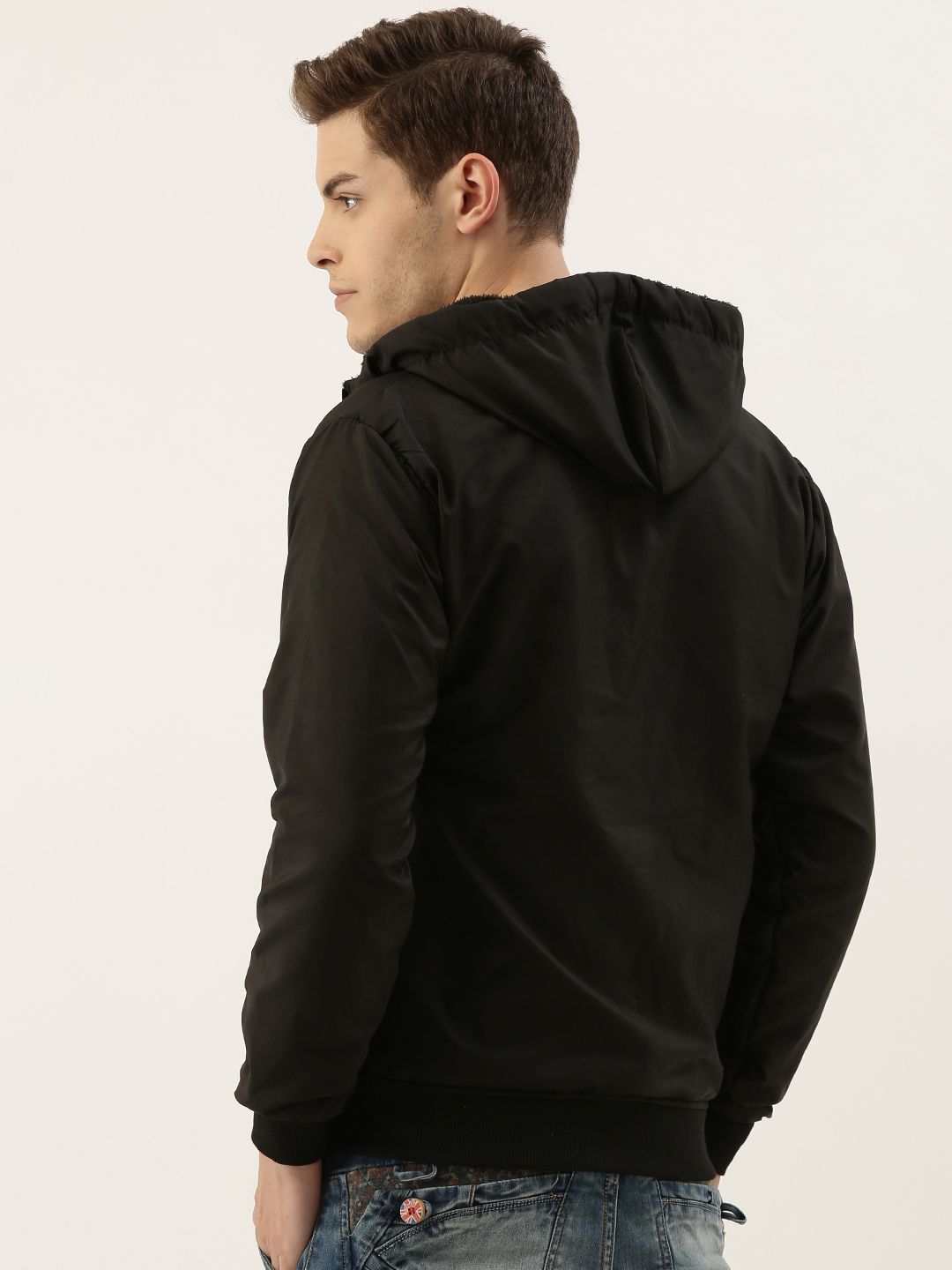 Campus Sutra Men Black Solid Windcheater