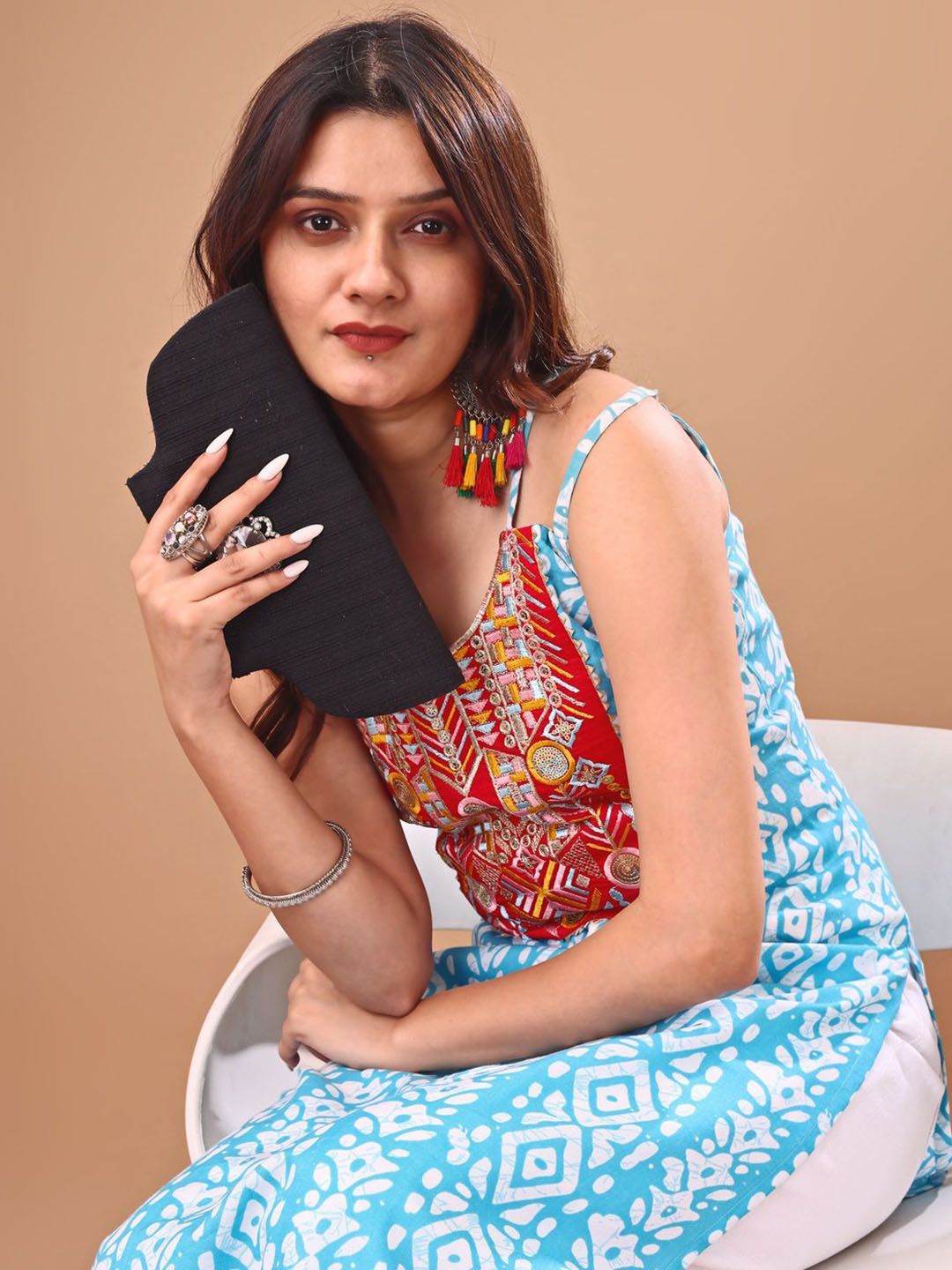 KALINI Women Printed Patchwork Kurta