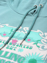 DressBerry Conversational Printed Drop-Shoulder Sleeve Hooded Sweatshirt