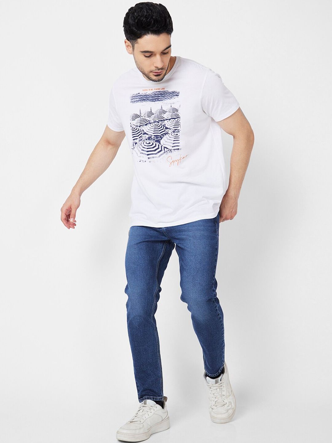 SPYKAR Men Kano Skinny Fit Mid-Rise Light Fade Cotton Cropped Jeans