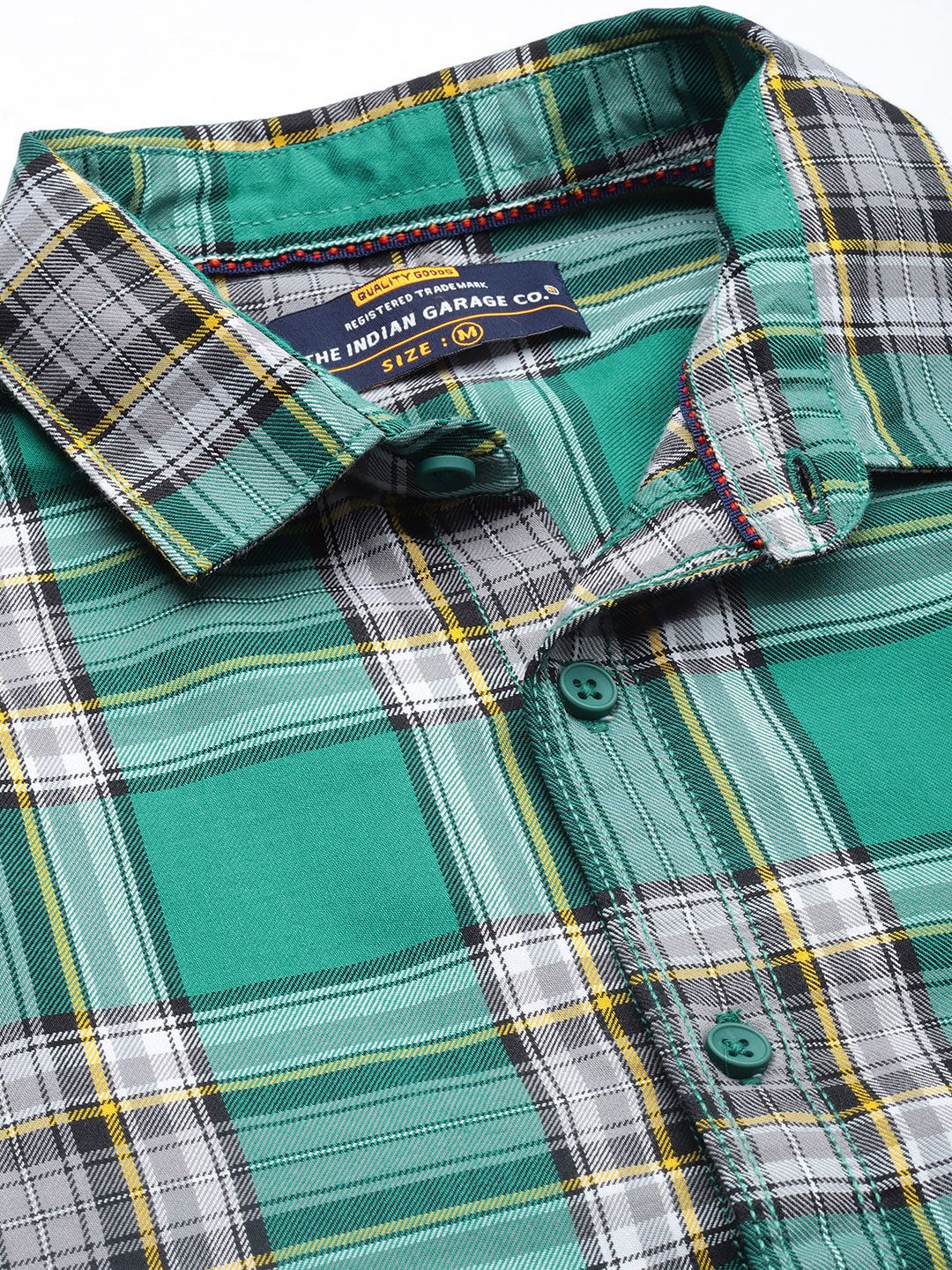 The Indian Garage Co Men Green Comfort Checked Casual Shirt