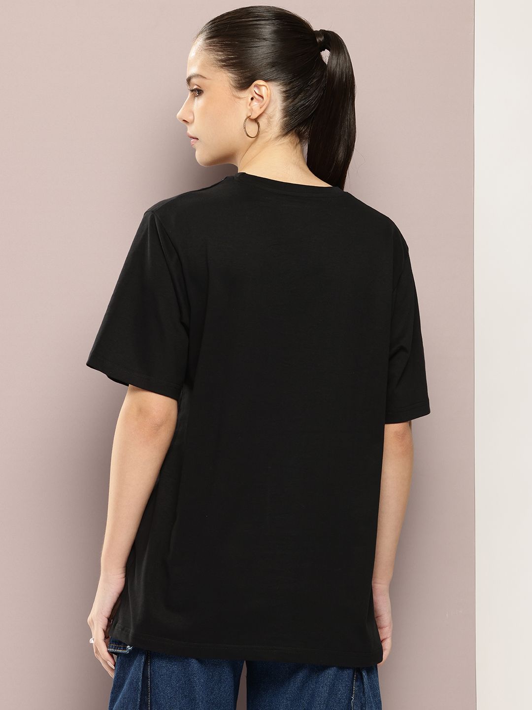 DILLINGER Women Typography Printed Embossed Oversized T-shirt