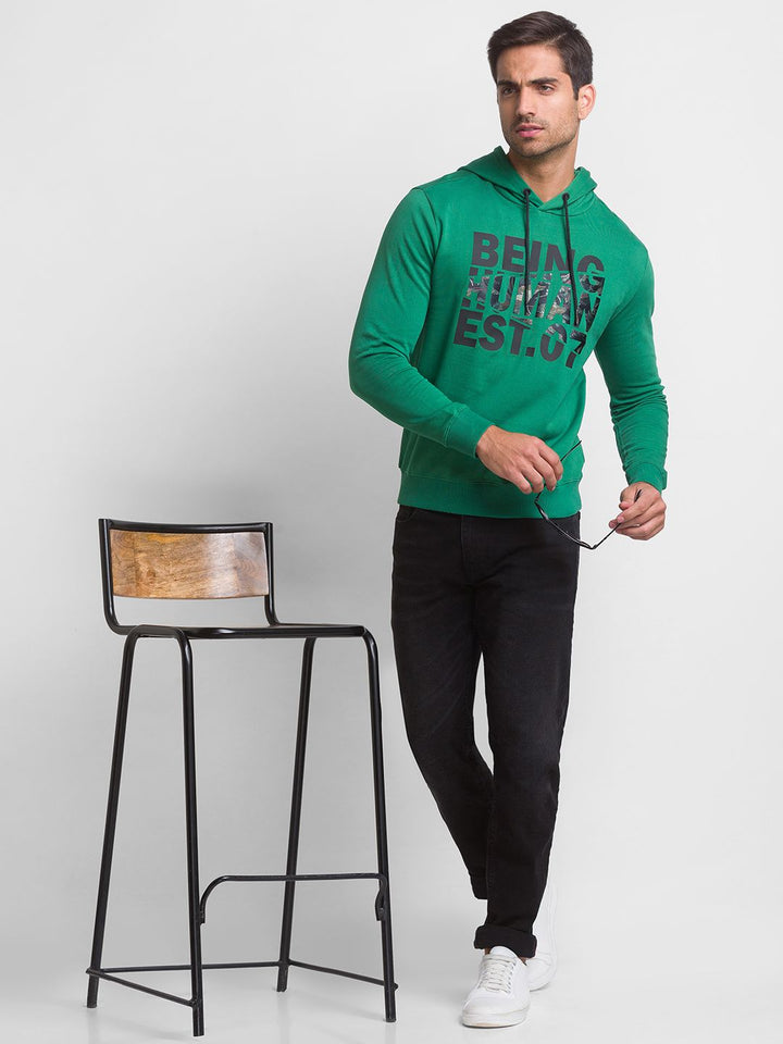 Being Human Men Green Printed Sweatshirt