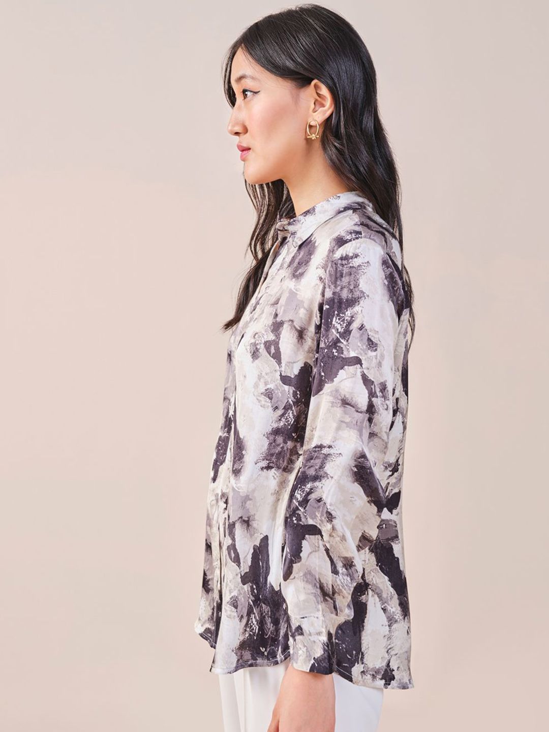 AND Women Floral Print Long Sleeve Shirt Style Top