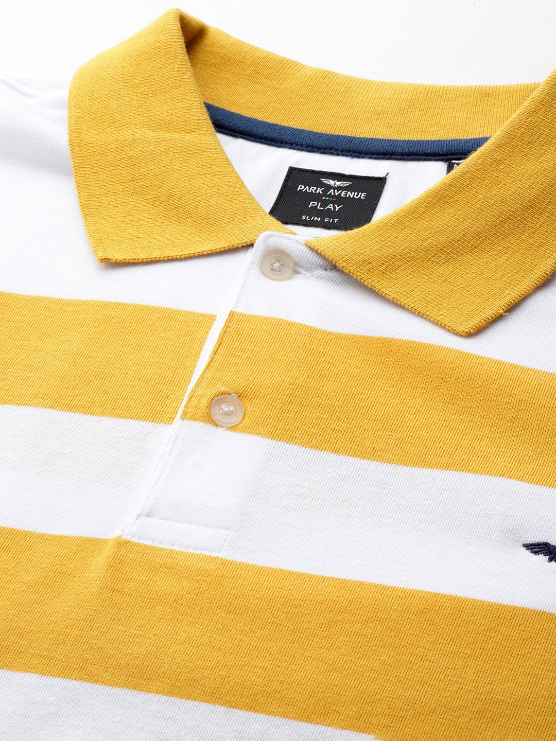 Park Avenue Men Striped Polo Collar Slim Fit T-shirt