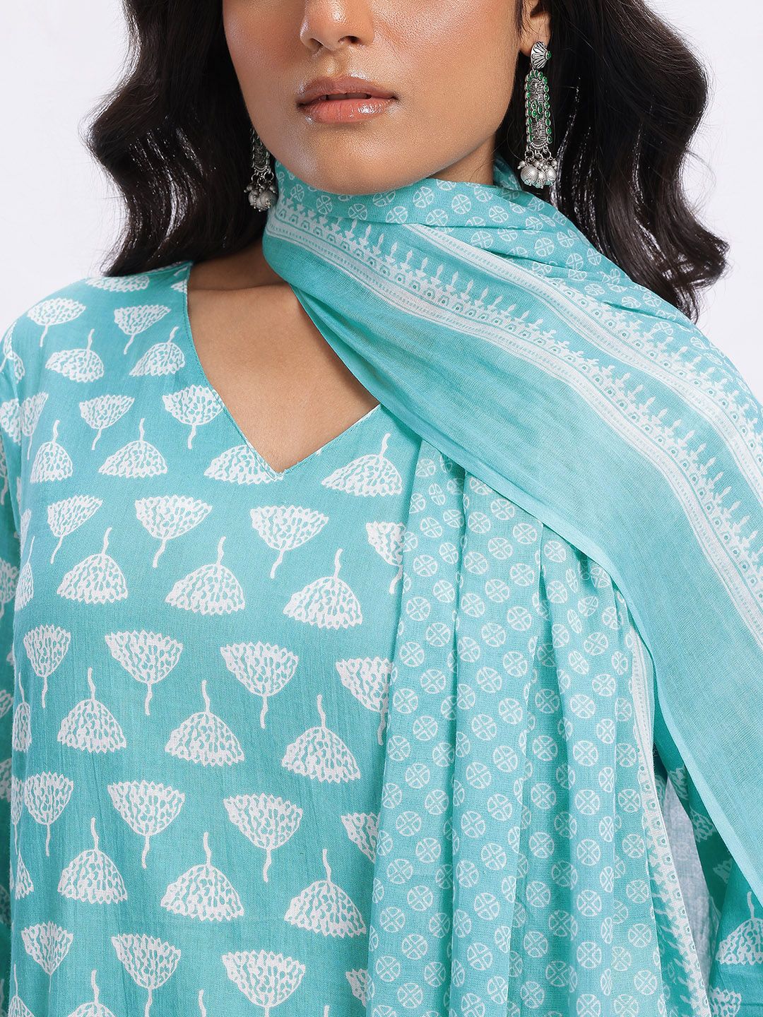 Anouk Printed Pure Cotton Kurta with Trousers & Dupatta