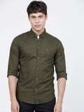 The Indian Garage Co Men Olive Pure Cotton Casual Shirt