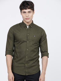 The Indian Garage Co Men Olive Pure Cotton Casual Shirt