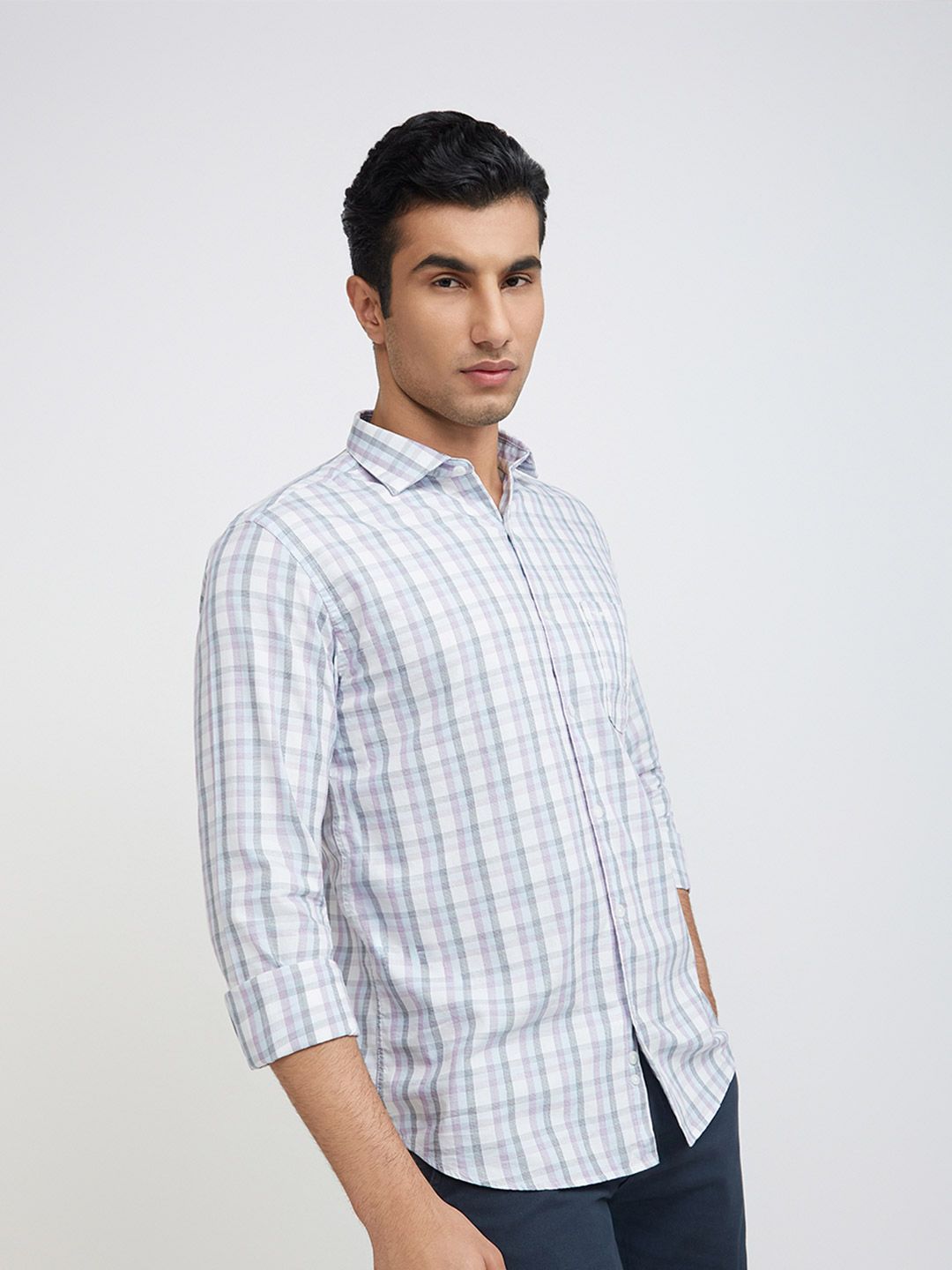Park Avenue Men Pure Cotton Slim Fit Checked Casual Shirt