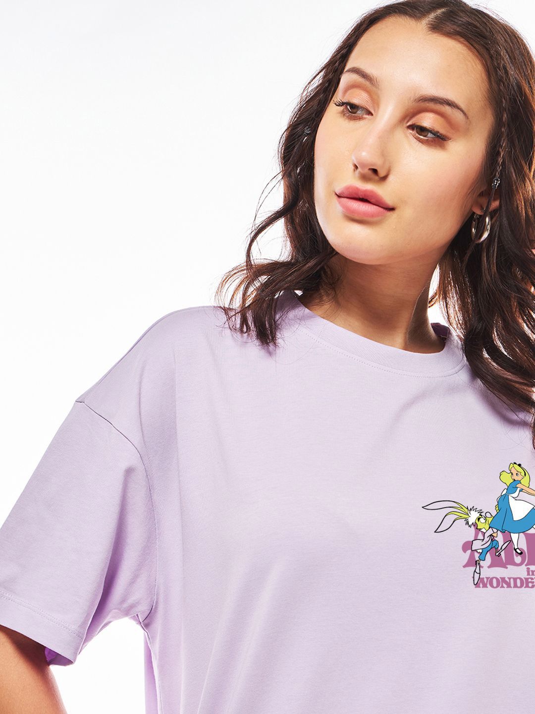 Bewakoof Women Typography Printed Round Neck Pure Cotton Oversized Disney T-shirt
