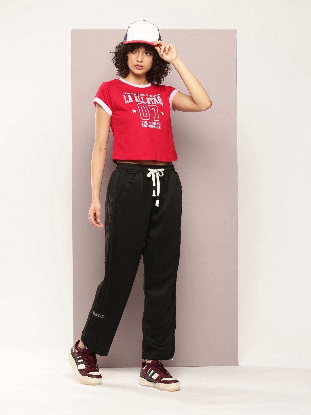 DILLINGER Typography Printed Crop Pure Cotton T-shirt