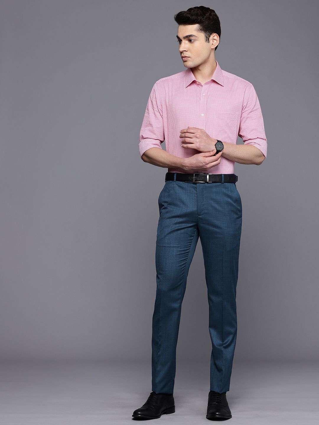 Raymond Men Textured Slim Fit Formal Trousers
