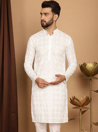 SOJANYA Ethnic Motifs Embroidered Sequinned Cotton Kurta