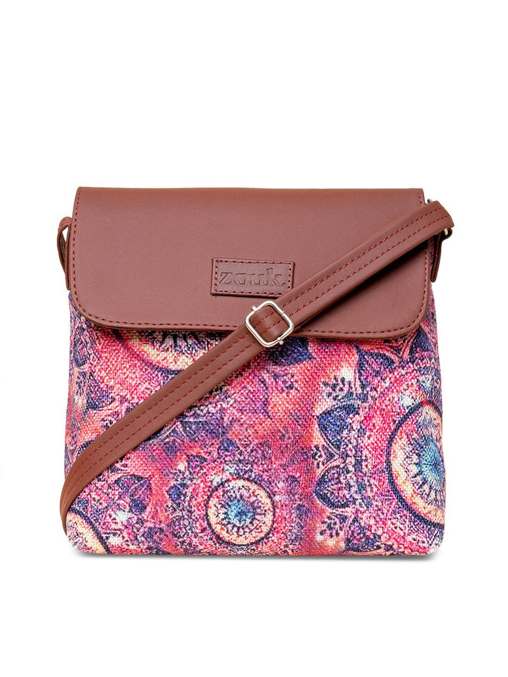 ZOUK Pink Printed Bucket Sling Bag