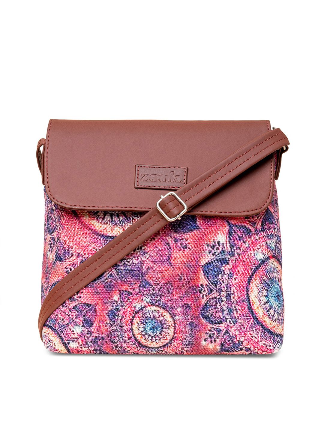 ZOUK Pink Printed Bucket Sling Bag