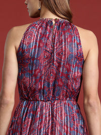 all about you Ethnic Motifs Printed Lurex Stripe Georgette Maxi Dress
