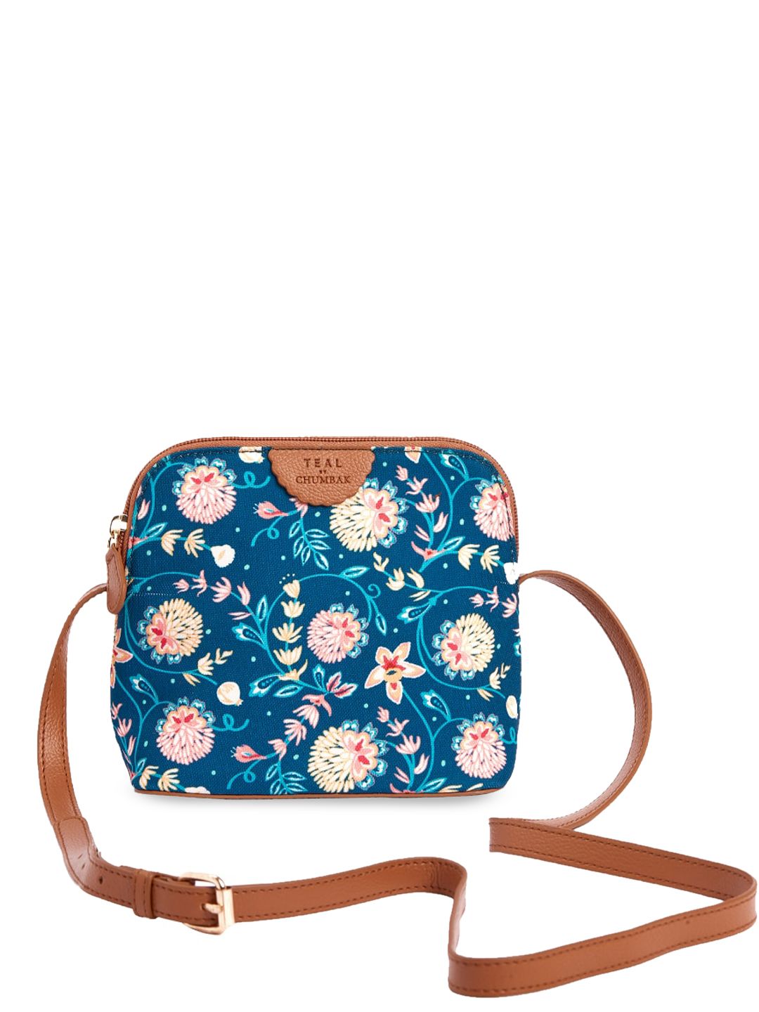 TEAL BY CHUMBAK Floral Printed Structured Sling Bag