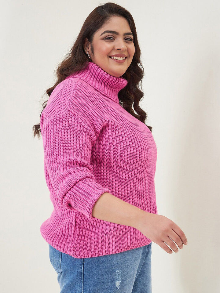 CURVY STREET Women Plus Size Ribbed Acrylic Pullover