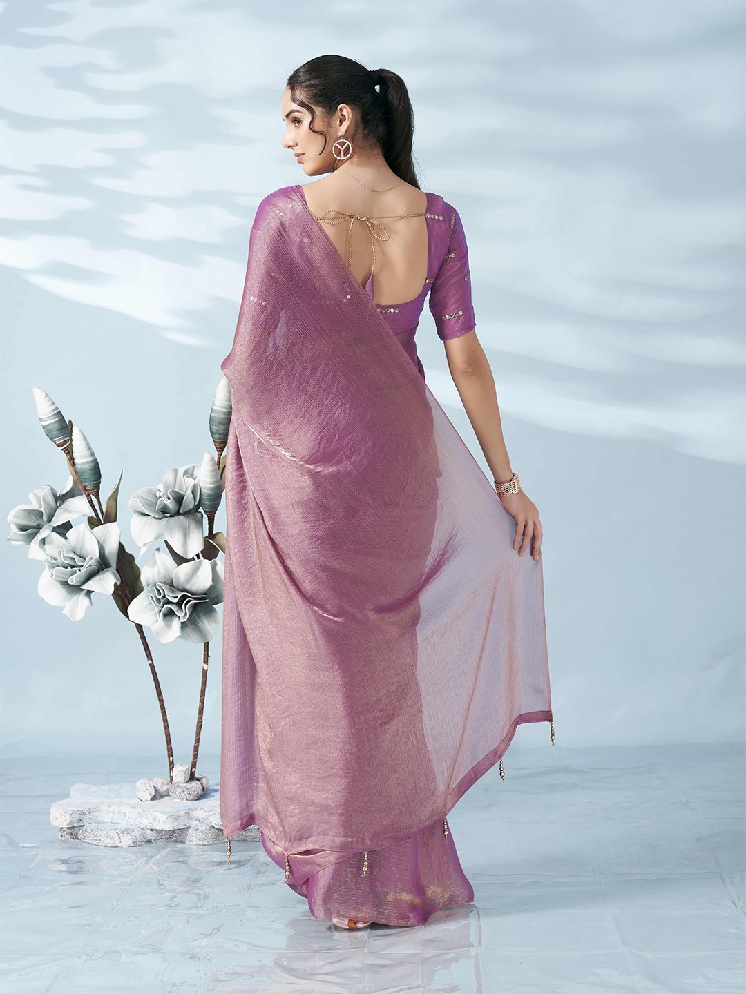 Tikhi Imli Two Tone Poly Chiffon Saree