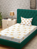 Myntra Elegant Homes Yellow Floral 400 TC Single Cadar dengan 1 Sarung Bantal
