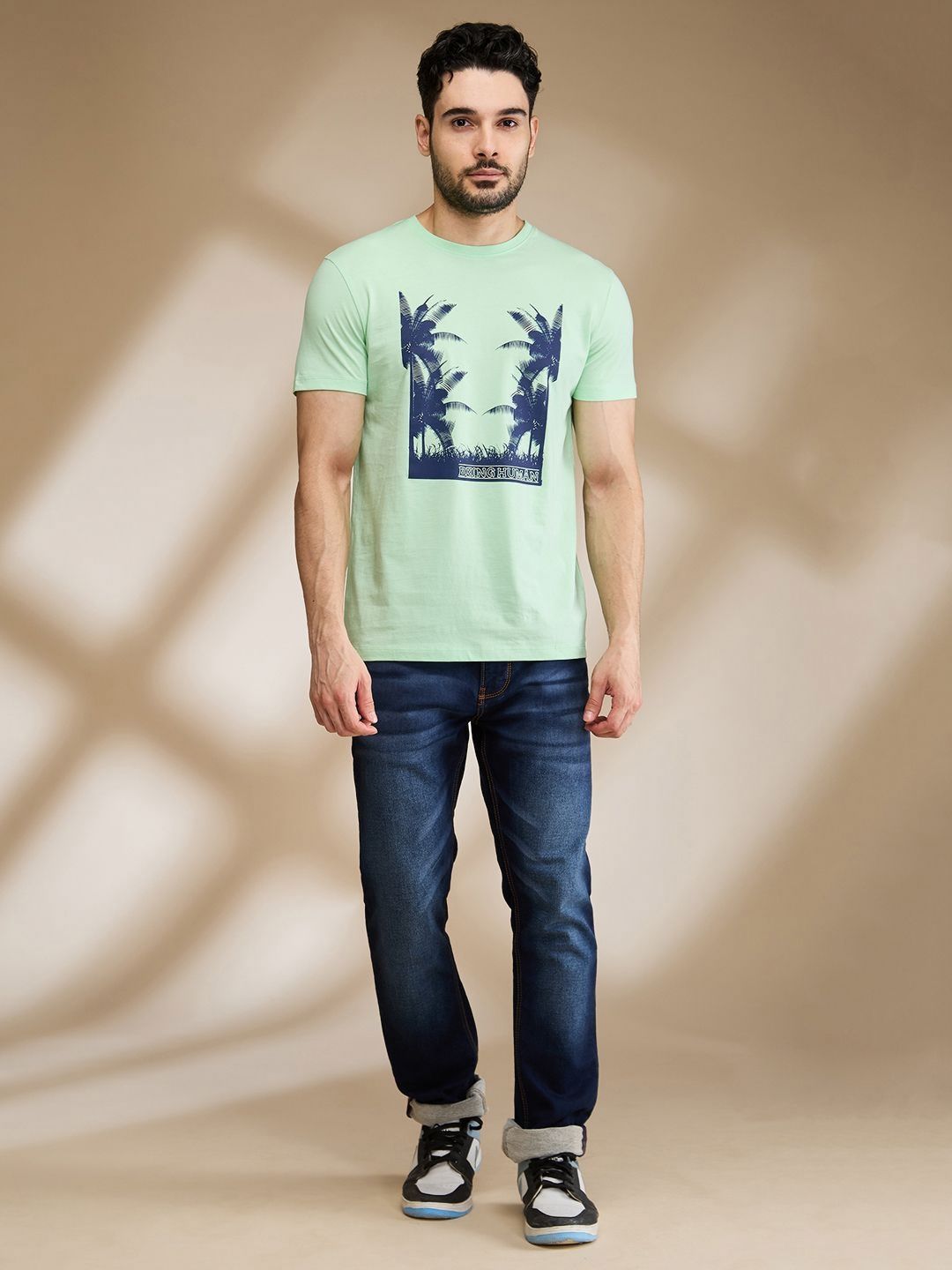Being Human Men Floral Printed Tropical Applique T-shirt