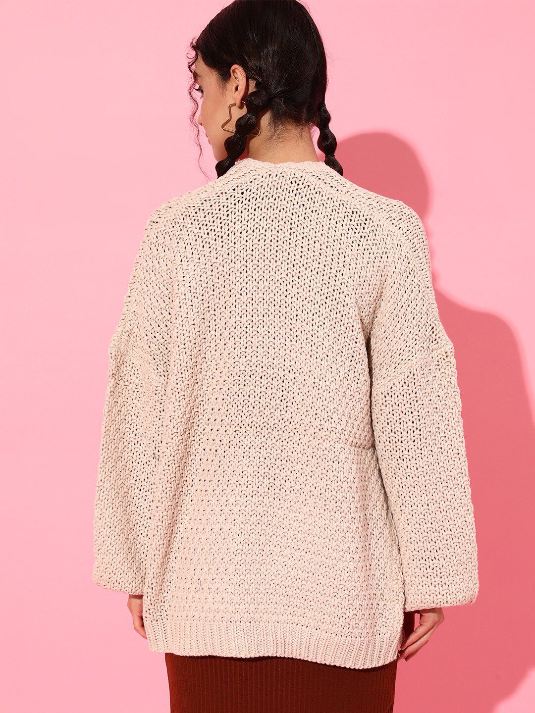 STREET 9 Women Beautiful Beige Self-Design Shrug