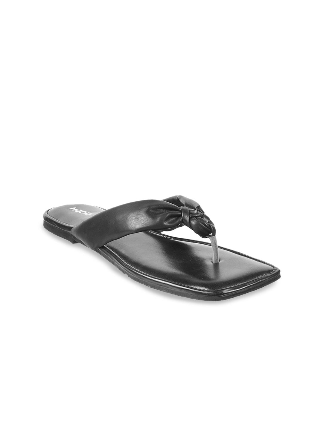 Mochi Women Black T-Strap Flats
