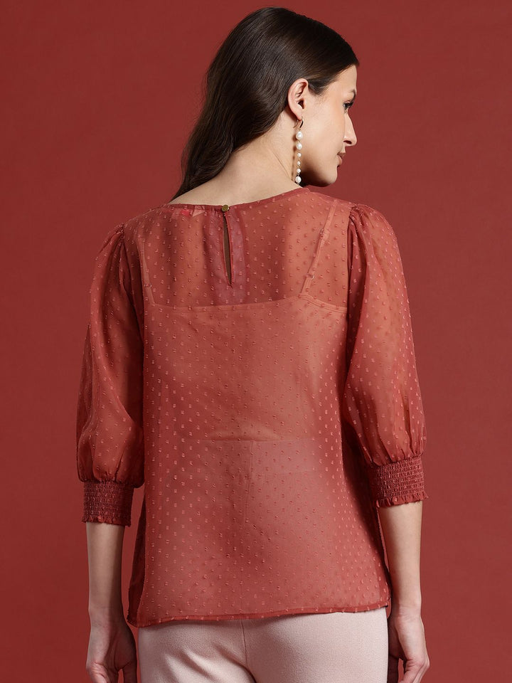 all about you Dobby Weave Sheer Top