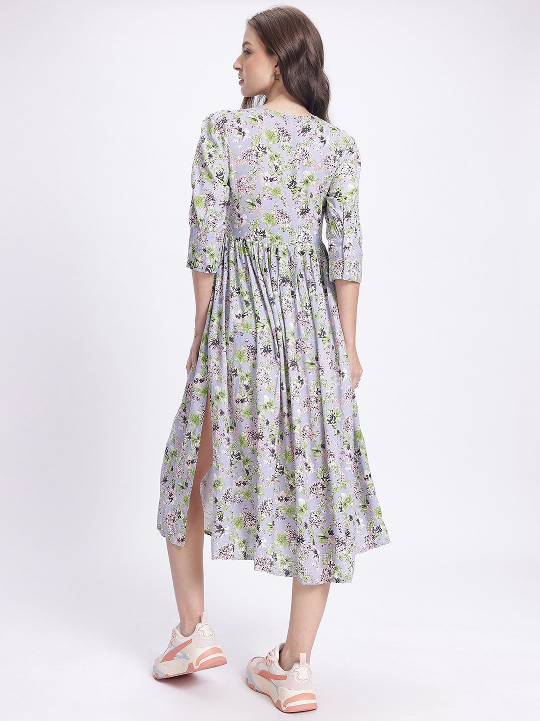 DressBerry Floral  Printed Slit Printed A-Line Dress