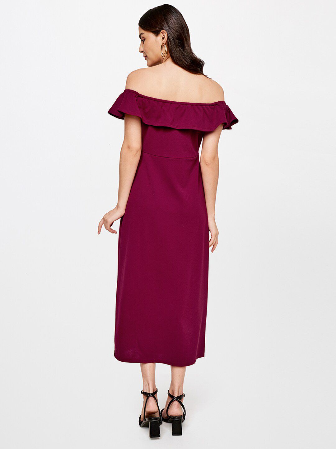 AND Red Off-Shoulder Sheath Maxi Dress