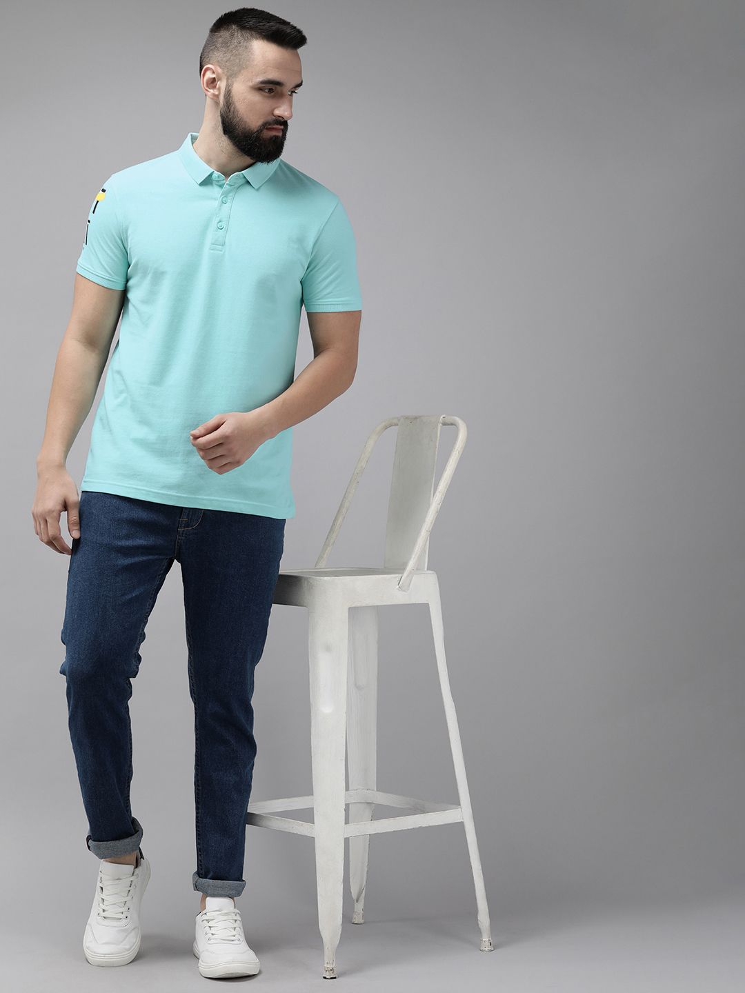 SPYKAR Polo Collar Pure Cotton Slim Fit T-shirt