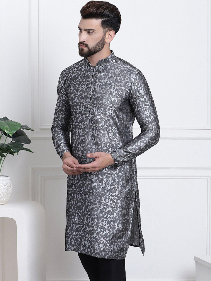 SOJANYA Motif Etnik Bercetak Kurta Lurus Kolar Mandarin
