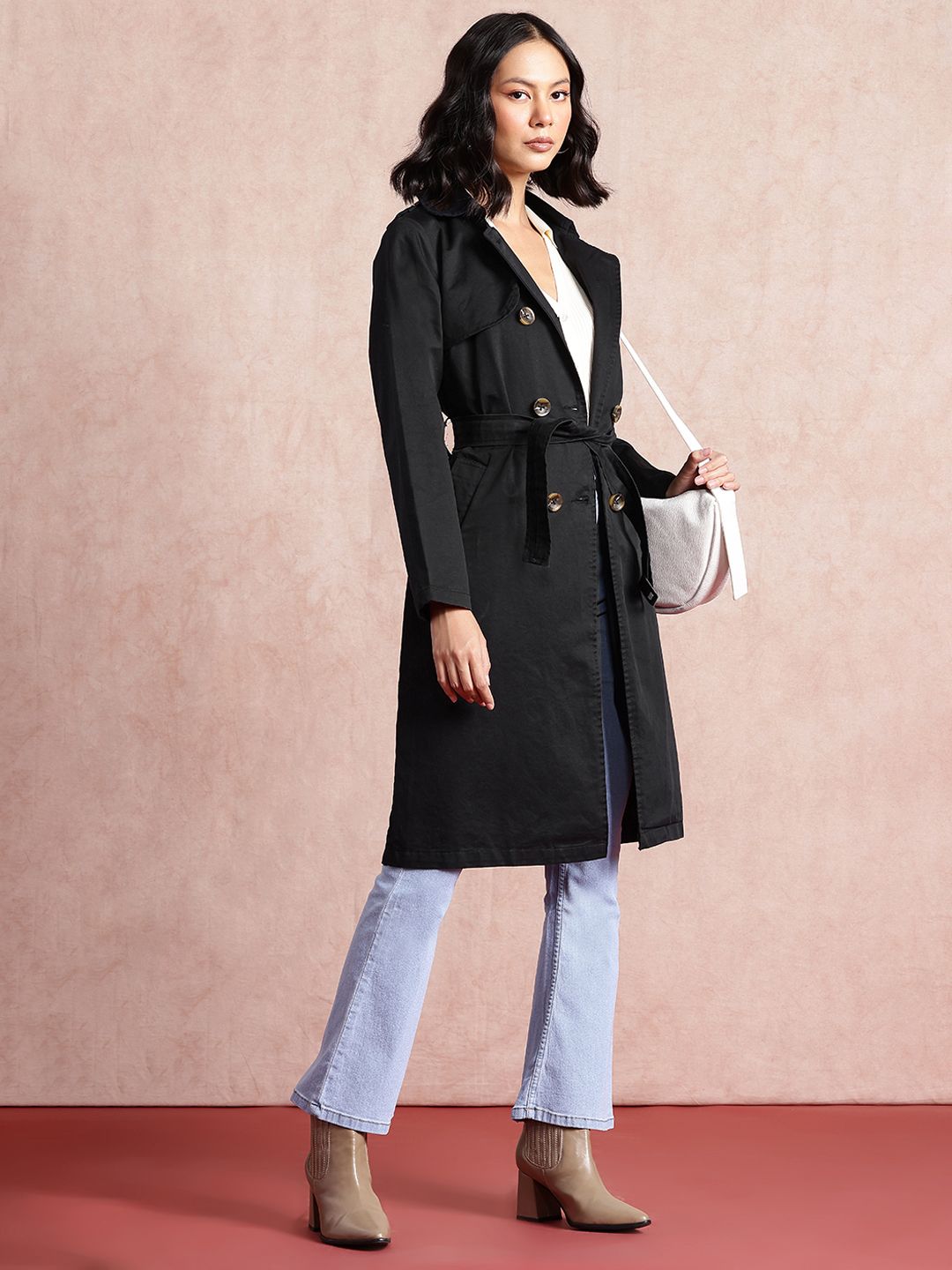 all about you Knee Length Pure Cotton Trench Coat