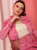 STREET 9 Washed Lightweight Crop Pure Cotton Denim Jacket