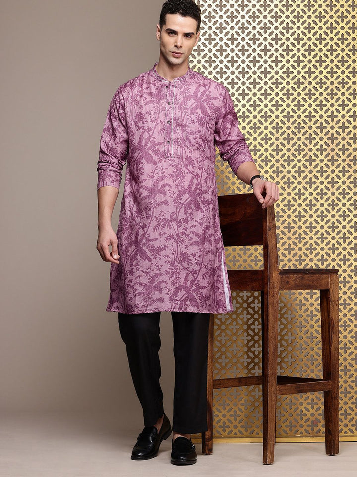 House of Pataudi Jashn Floral Printed Sequinned Kurta