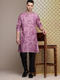 House of Pataudi Jashn Floral Printed Sequinned Kurta