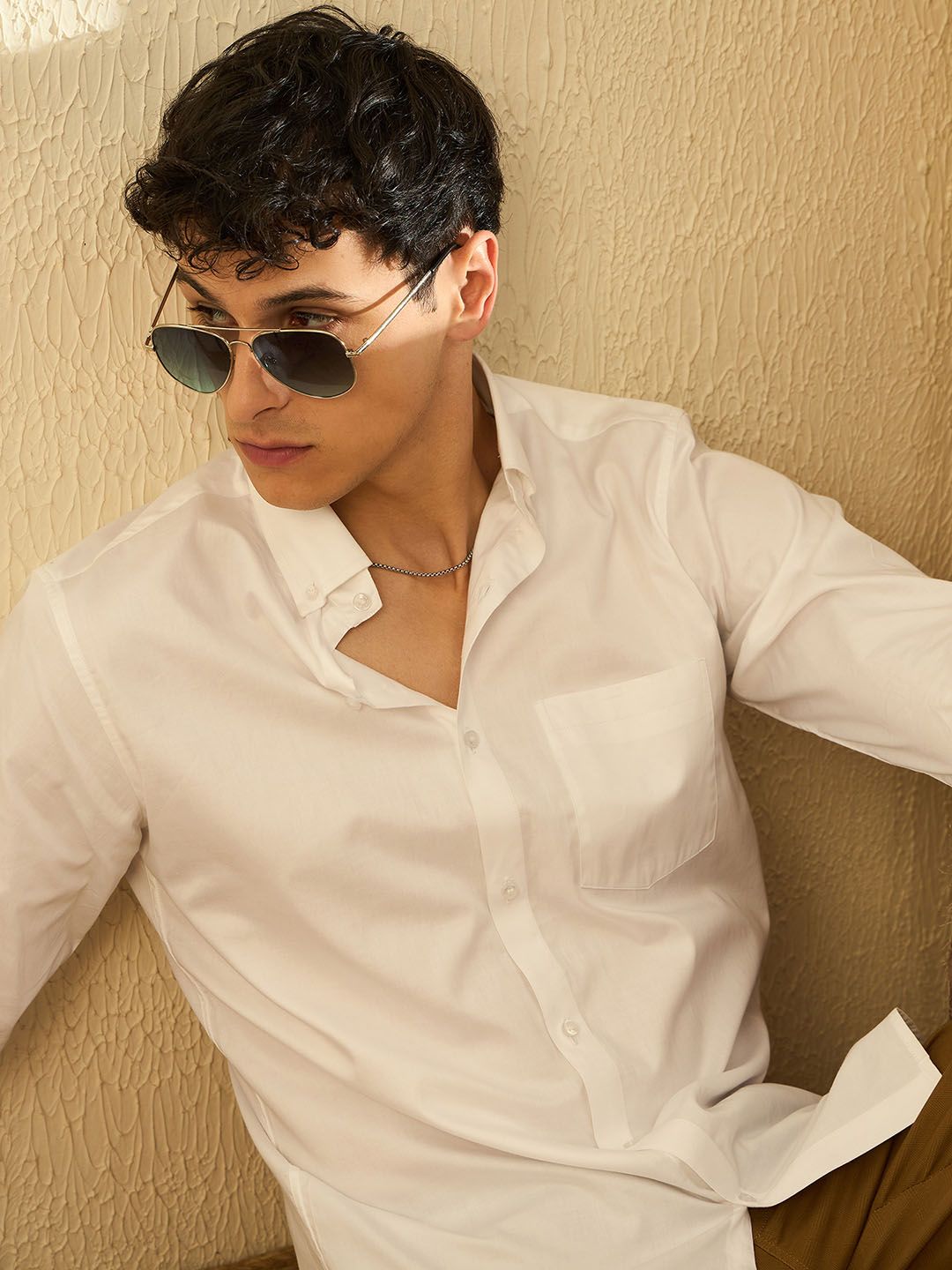 DENNISON Men White Solid Pure Cotton Smart Slim Fit Formal Shirt
