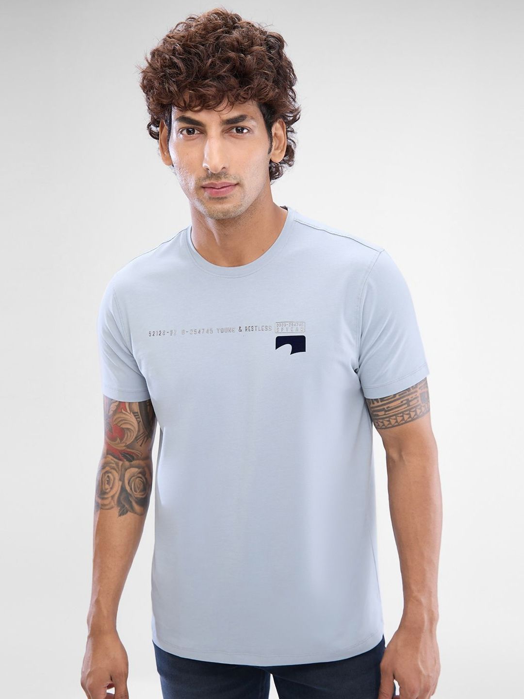 SPYKAR Men Typography Printed Slim Fit Round Neck T-shirt