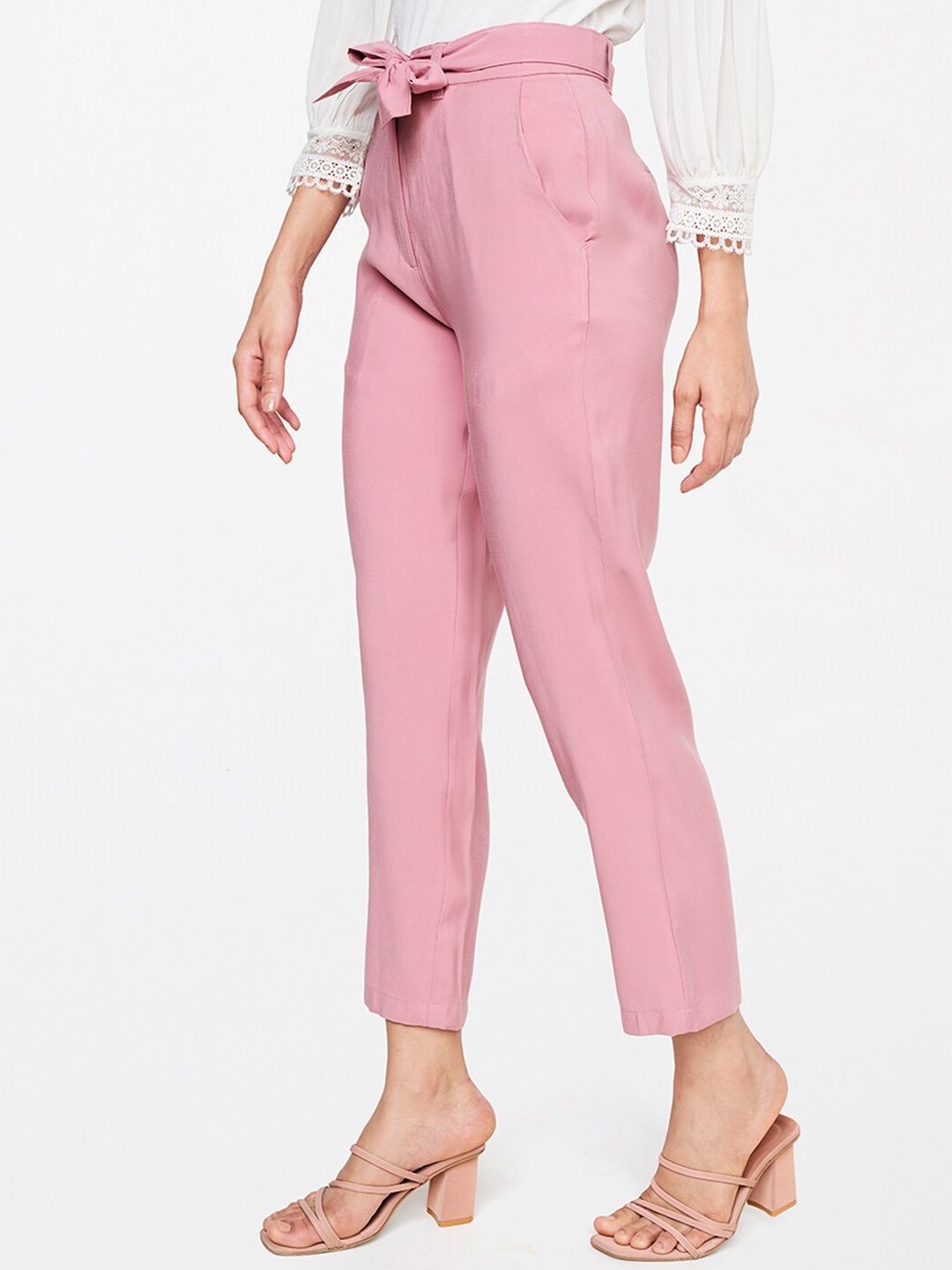 AND Women Pink Straight Fit Trousers