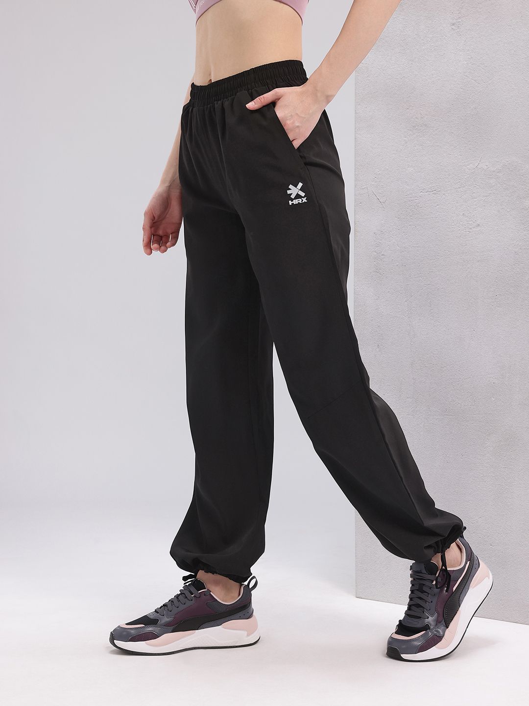 HRX by Hrithik Roshan Women Flared Lifestyle Track Pants with Toggle Hem