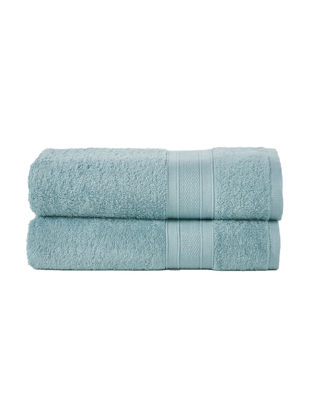 MYTRIDENT Set of 2 Turquoise Blue Solid Soft  Plush 500 GSM Cotton Bath Towels