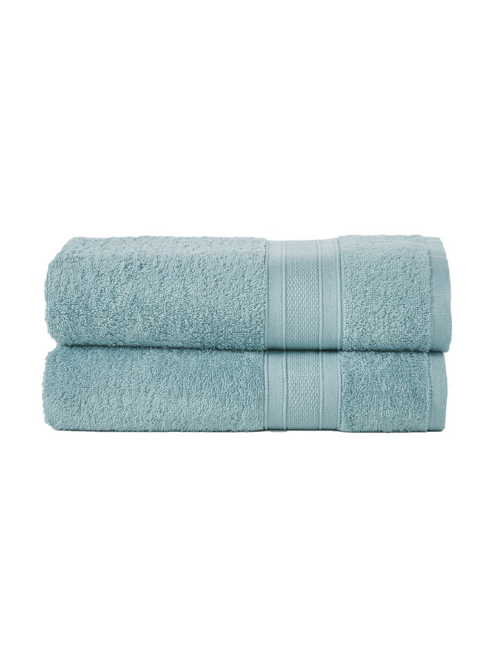 MYTRIDENT Set of 2 Turquoise Blue Solid Soft  Plush 500 GSM Cotton Bath Towels