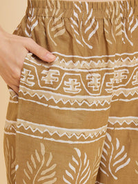 Sweet Dreams Brown & White Ethnic Motifs Printed Pure Cotton Night suit
