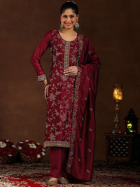 Libas Women Embroidered Regular Sequinned Kurta with Trousers & With Dupatta