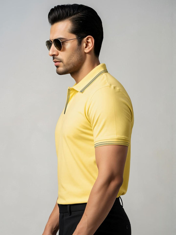 ADRO Men Yellow Cotton Tshirts