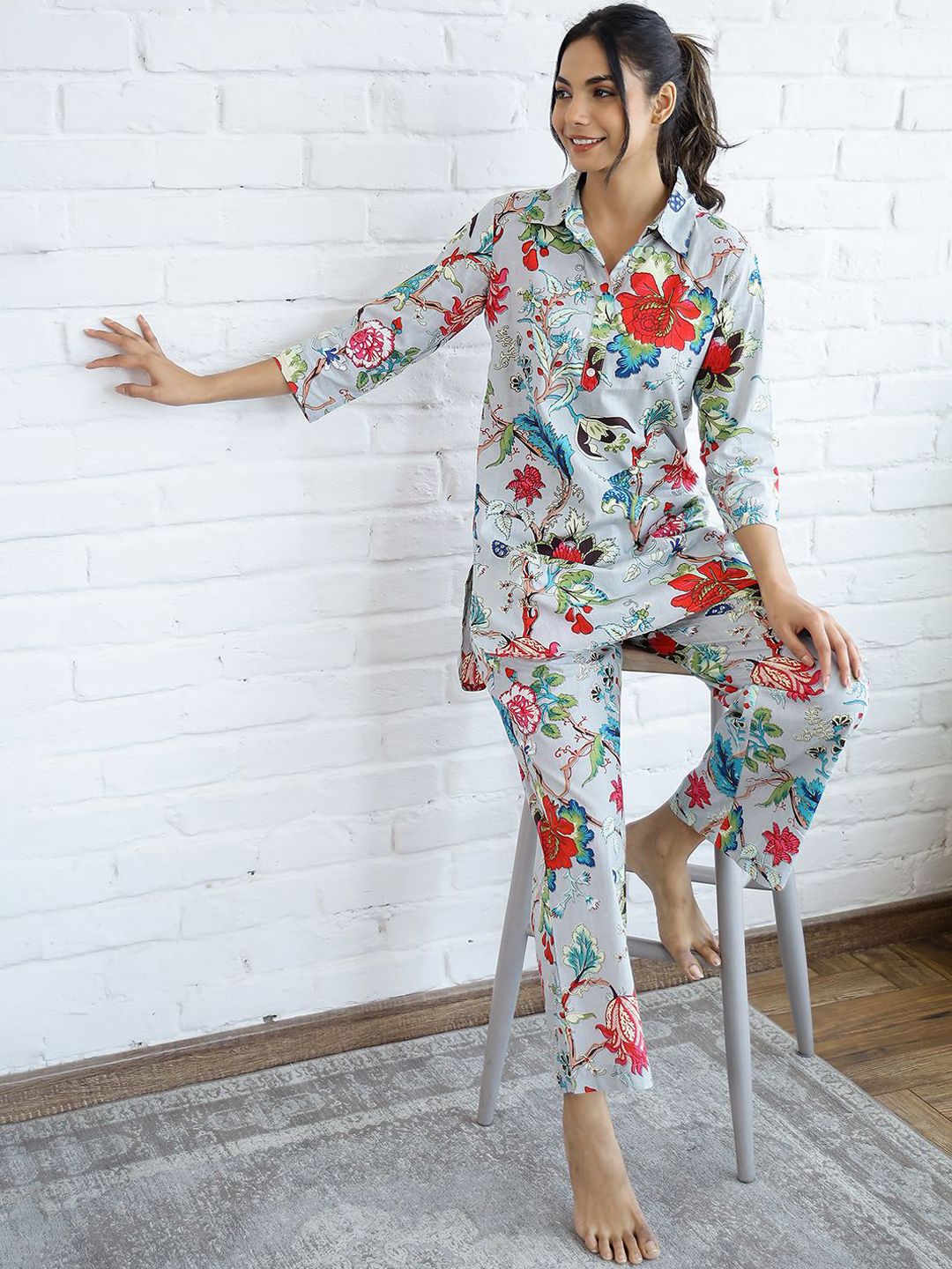 Mamicha Printed Pure Cotton Tunic With Palazzo Co-Ords