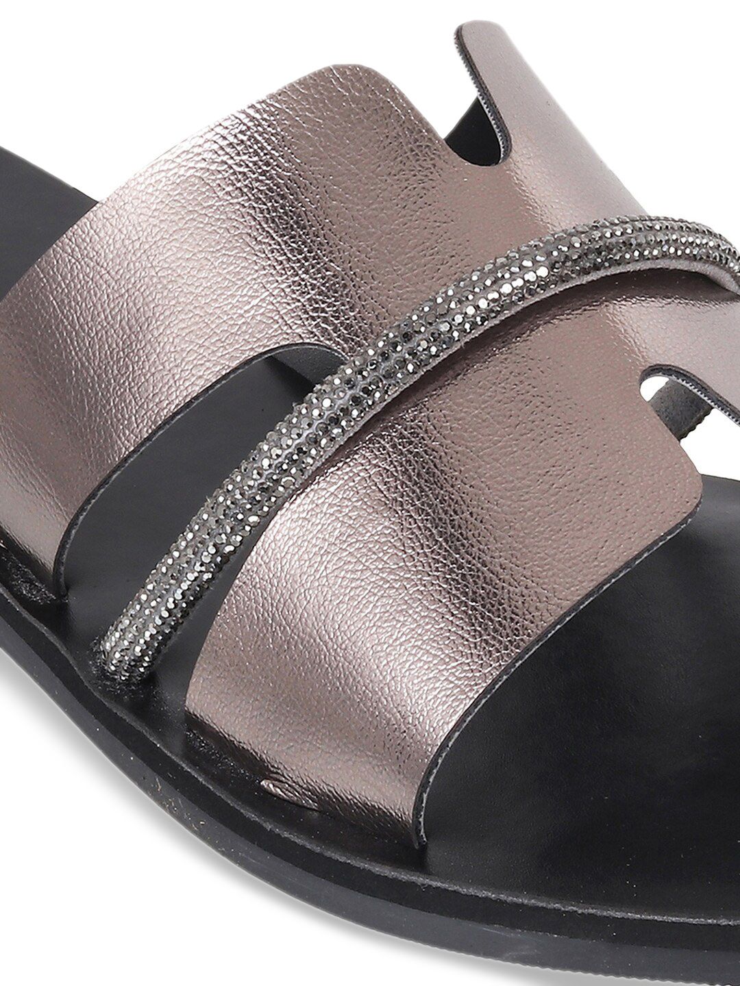 Mochi Embellished Open Toe Flats