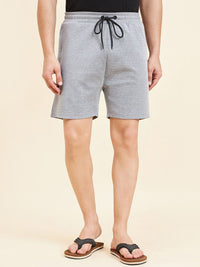 Sweet Dreams Men Grey Melange Mid-Rise Lounge Shorts